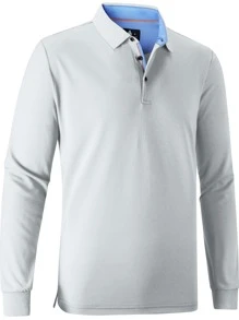 Áo thun có cổ Nam Nút phía trước màu trơn Giải trí - Màu Xám nhạt - Xem 3