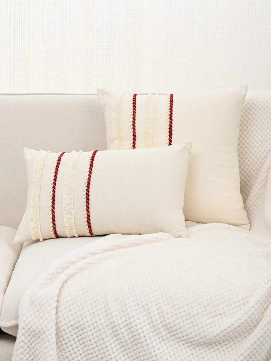 1 Vỏ gối bện bằng vải polyester hoặc Vỏ gối thắt lưng - Đỏ - Xem 1