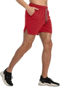 Manfinity Sport Corelite 男士下擺開叉腰部抽繩運動短褲帶毛巾環 - 紅色 - 查看 5