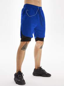 Manfinity Sport Corelite Hombres Shorts deportivos 2 en 1 bolsillo de celular - Azul - Ver 5