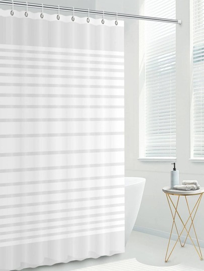 Thickened PEVA Simple Striped Waterproof Shower Curtain With Hooks Home Bathroom Decor Fall Decor Bathroom Accessories Back To School