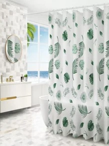 Leaf Print Shower Curtain - Multicolor - View 1