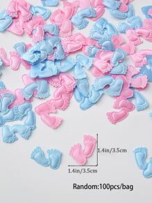 100 chiếc giấy vụn hình dấu chân ngẫu nhiên, vải không dệt nhiều màu sắc dùng trang trí tiệc mừng em bé chào đời, Giáng sinh - Nhiều màu - Xem 2