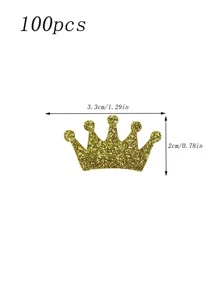 100 件皇冠形派对五彩纸屑，现代闪光细节纸质派对抛洒五彩纸屑， - 金色 - 查看 3