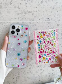 Rhinestone Heart Decor Vỏ điện thoại chống rơi - Nhiều màu - Xem 2
