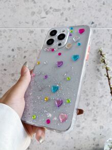 Rhinestone Heart Decor Vỏ điện thoại chống rơi - Nhiều màu - Xem 4