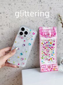 Rhinestone Heart Decor Vỏ điện thoại chống rơi - Nhiều màu - Xem 6