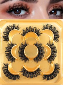 MAGEFY 5對天然長假睫毛戲劇性蓬鬆 3D 水貂睫毛纖細批發眼睫毛濃密柔軟 - 黑色 - 查看 1