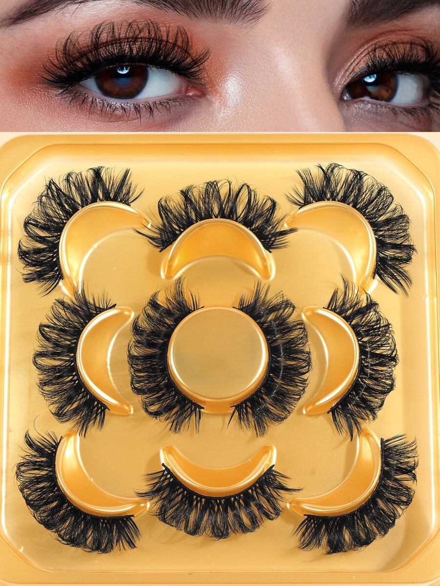 MAGEFY 5對天然長假睫毛戲劇性蓬鬆 3D 水貂睫毛纖細批發眼睫毛濃密柔軟 - 黑色 - 查看 1