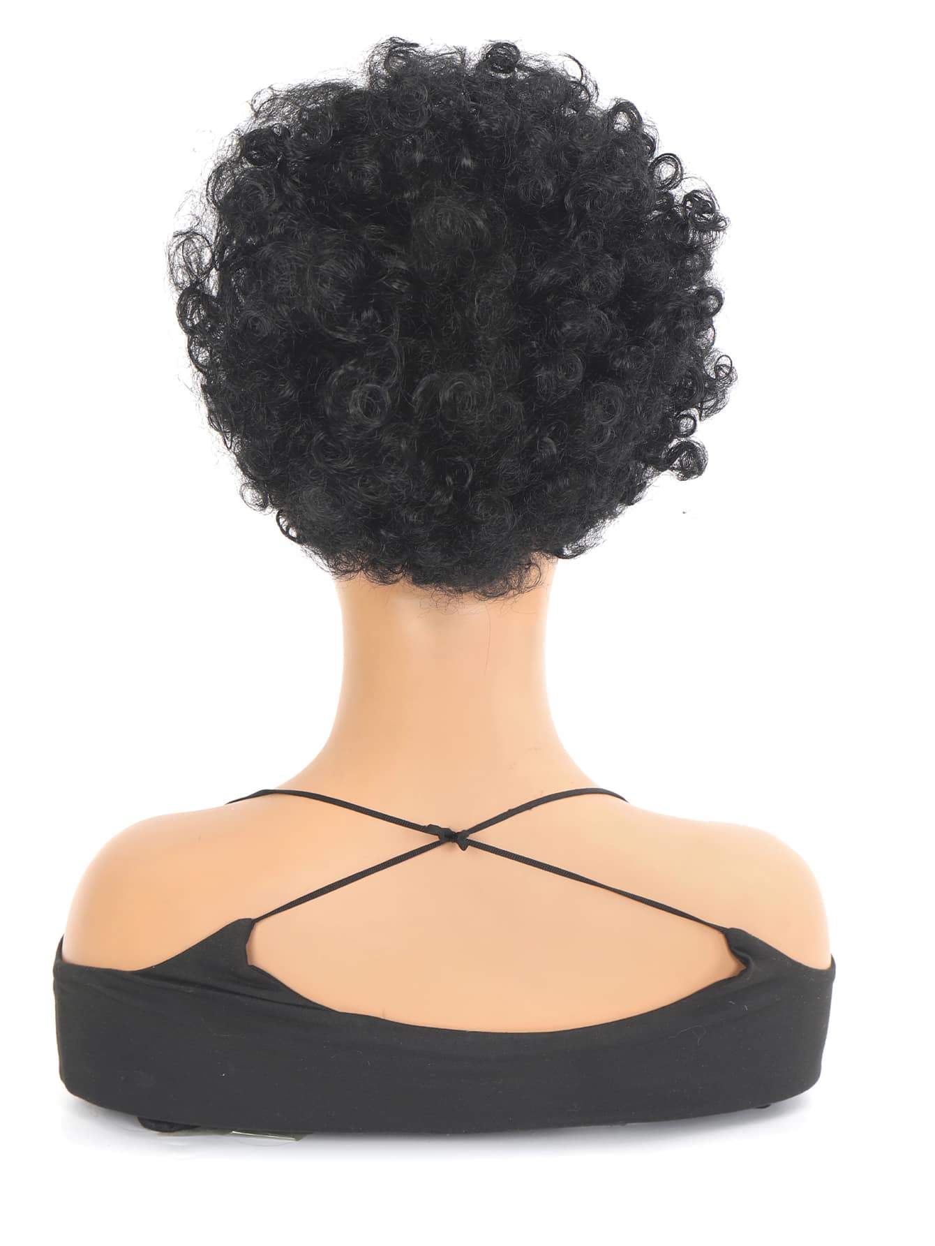 Short Curly Synthetic Hair Bun - Black - View 1
