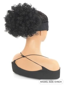 Short Curly Synthetic Hair Bun - Black - View 2