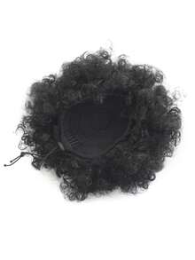 Short Curly Synthetic Hair Bun - Black - View 4