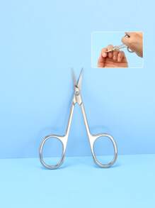 Set de tijeras de manicura para cutículas de uñas de acero inoxidable curvado, herramienta de belleza para pedicura multiusos para uñas, piel seca, 1 pieza - Plateado - Ver 1