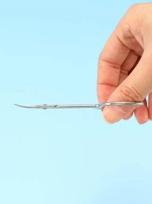 Set de tijeras de manicura para cutículas de uñas de acero inoxidable curvado, herramienta de belleza para pedicura multiusos para uñas, piel seca, 1 pieza - Plateado - Ver 2