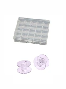 1set 25 Grid Bobbin, Plastic Clear Sewing Bobbin, For Sewing Machine - White - View 2