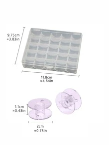 1set 25 Grid Bobbin, Plastic Clear Sewing Bobbin, For Sewing Machine - White - View 3