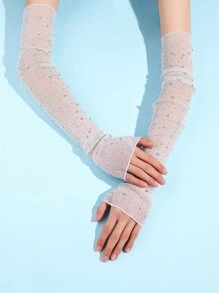 Mangas de brazo con diseño de diamante de imitación - Plateado - Ver 1