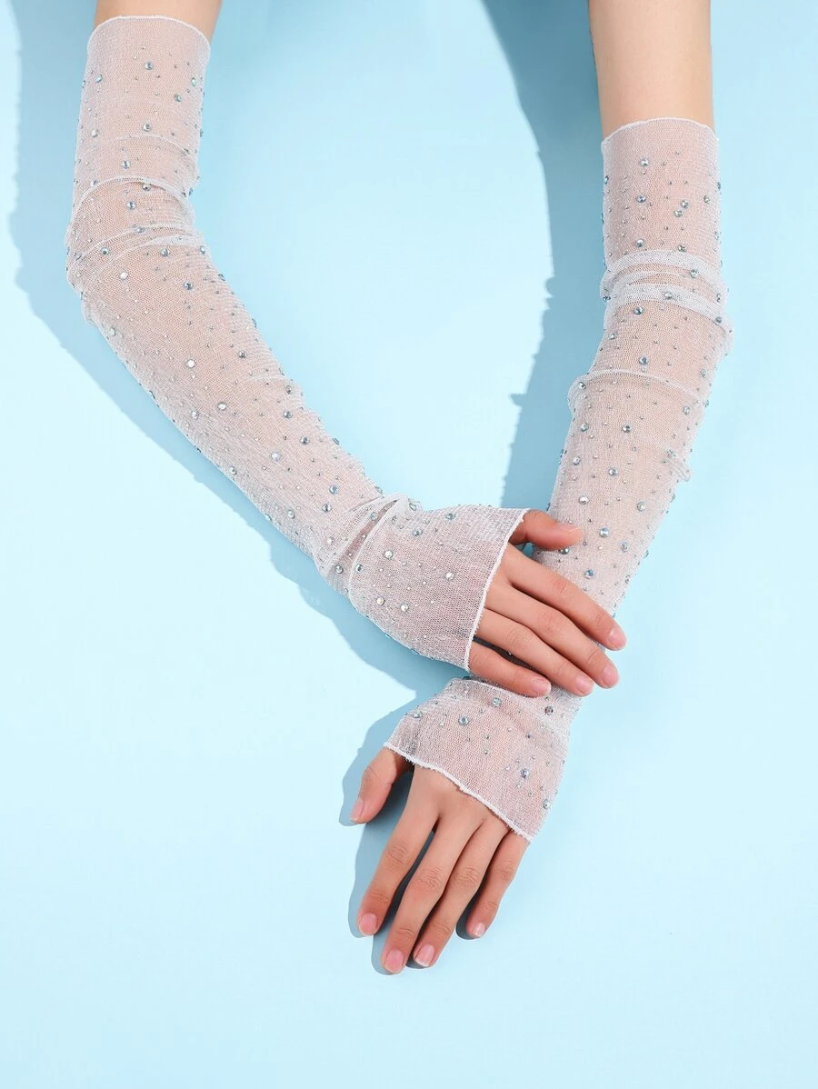 Mangas de brazo con diseño de diamante de imitación - Plateado - Ver 1