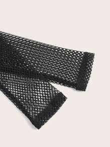 SHEIN ICON Solid Crop Cami Top With Fishnet Bolero - Black - View 9