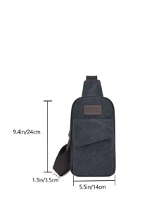 Mini Sling Bag Patch Detail Unisex Style - Black - View 4