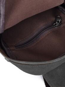 Mini Sling Bag Patch Detail Unisex Style - Black - View 5