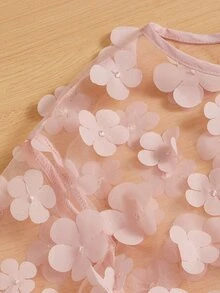 SHEIN 女孩貼花網紗上衣和印花吊帶連衣裙 - 彩色 - 查看 3