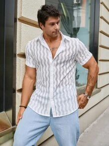 Manfinity Men Hollow Out Shirt - White - View 6