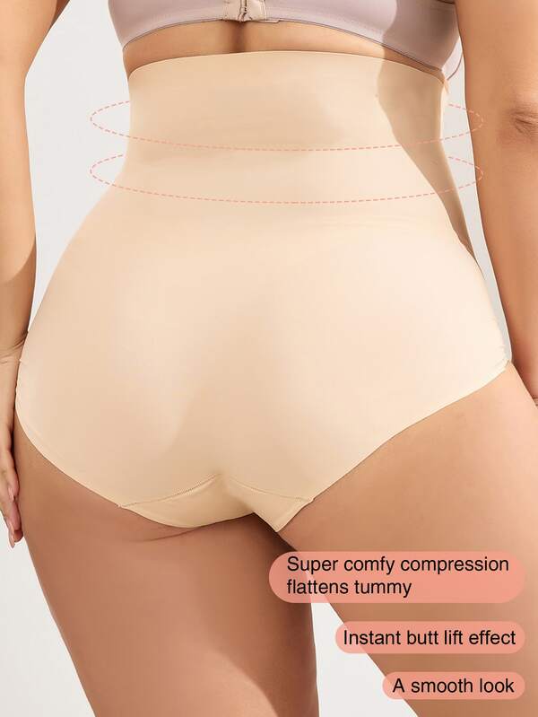 Plus High Waisted Double Panel Sculpting Tummy Control Shapewear Panty SHEIN USA