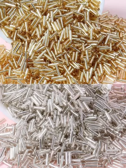 600顆2*7mm玻璃珠，DIY十字繡珠子製作手鍊項鍊配件材料