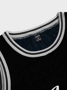 Manfinity VCAY Men Letter Graphic Contrast Trim Tank Top - Black - View 4