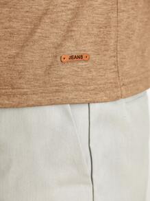 GENTILAND Men Solid Round Neck Tee - Camel - View 5