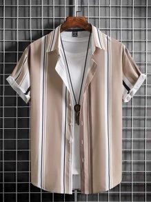 Manfinity Homme Áo sơ mi Nam Nút phía trước Sọc Giải trí - Nhiều màu - Xem 1