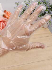 100入組透明一次性家用手套廚房用PE手套家用