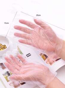 100入組透明一次性家用手套廚房用PE手套家用