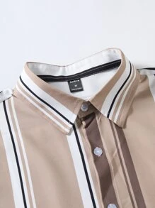 Manfinity Homme Áo sơ mi Nam Nút phía trước Sọc Giải trí - Nhiều màu - Xem 6