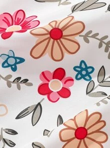 Chicas Vestido con estampado floral ribete con fruncido - Blanco - Ver 3