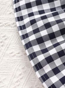 Bebé Vestido con estampado de guingán ribete con fruncido - Blanco y Negro - Ver 4