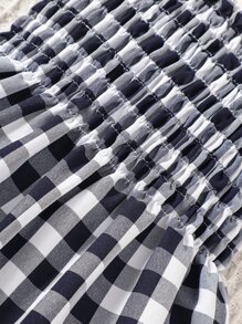 Bebé Vestido con estampado de guingán ribete con fruncido - Blanco y Negro - Ver 5