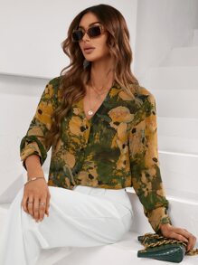 GENKIRA 滿版印花前紐扣襯衫 - 彩色 - 查看 1