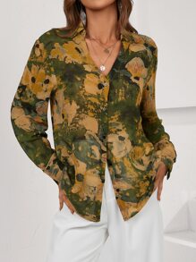 GENKIRA 滿版印花前紐扣襯衫 - 彩色 - 查看 3