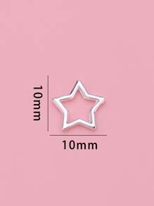 10pcs/Pack Silver-Color Hollow Out Five-Pointed Star Nail Art Decoration DIY Nail Charms Nail Gems Nail Supplies - Silver - View 4