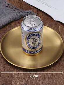 1pc Gold Stainless Steel Plate, 20 Inch Round Simple Dining Plate For Household - Gold - View 2