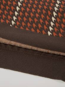 男士千鳥格圖案Polo領針織上衣 - 巧克力棕 - 查看 4