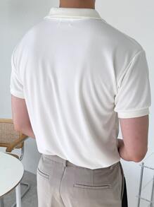 DAZY 男士纯棉纯色 Polo 衫，适合高尔夫商务场合穿着 - 白色 - 查看 2