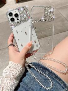 Vỏ điện thoại trang trí rhinestone có dây buộc - Trong sáng - Xem 3
