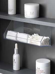 1pc Clear Storage Box, Plastic Wall Mounted Facial Pad Organizer For Home - Clear - View 1