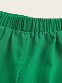 SHEIN VCAY Bộ thời trang Plus Size Thắt nơ trước màu trơn Boho - màu xanh lá - Xem 4