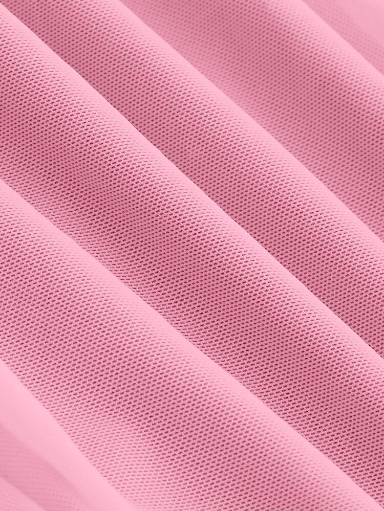 SHEIN MOD Solid Ruched Halter Bodycon Dress - Pink - View 3