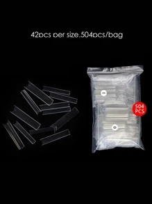 504 chiếc móng tay giả quan tài dài trong suốt - Trong sáng - Xem 3