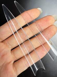 Agregue un toque de romance con 120 piezas de uñas postizas transparentes de almendras largas transparentes para el hogar DIY Salón de uñas Extensión de uñas - transparente - Ver 2